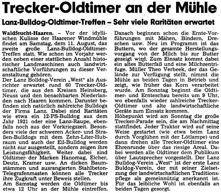 1984: Trecker-Oldtimer an der Mühle