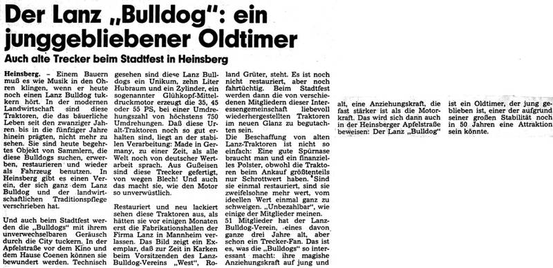 1984: Der Lanz "Bulldog": ein junggebliebener Oldtimer