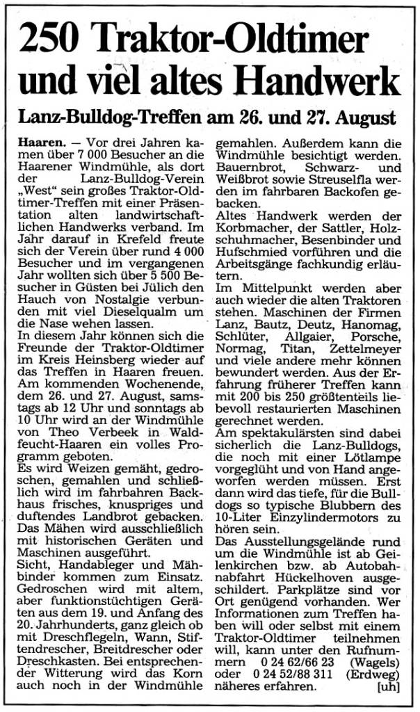 1986: 250 Traktor-Oldtimer und viel altes Handwerk