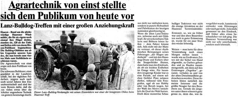 1986: Agrartechnik von einst stellte sich dem Publikum von heute vor