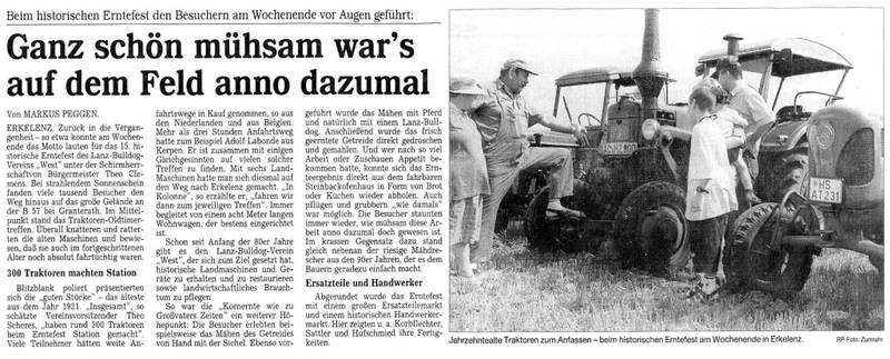 1997: Ganz schön mühsam war's auf dem Feld anno dazumal